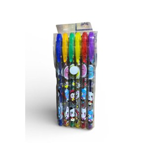 طقم قلم جيل جراب شفاف ٦ قلم